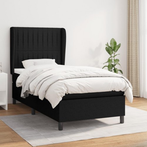 Kontinentalseng med madras 100x200 cm - stof, sort