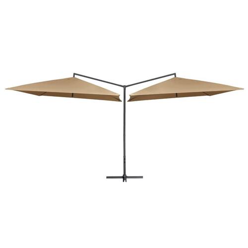Dobbelt parasol med stålstang 250x250 cm gråbrun