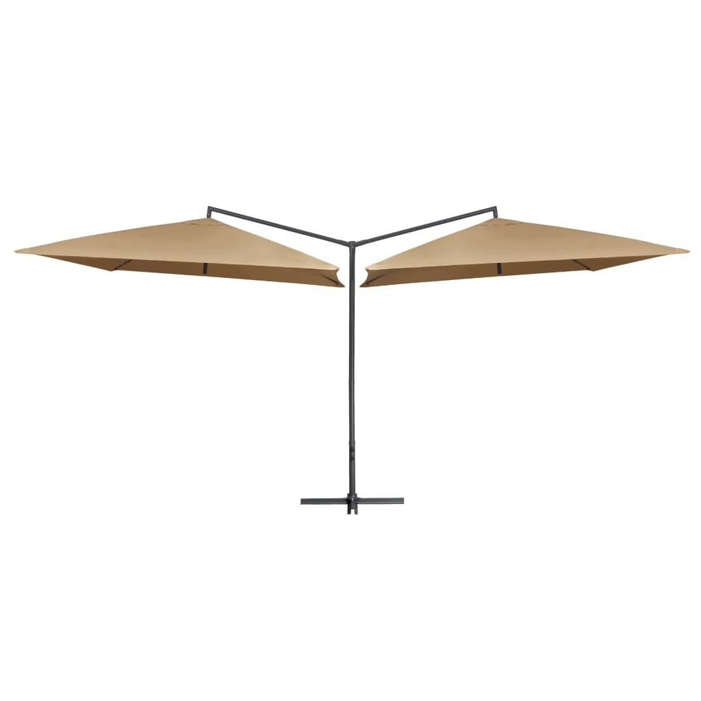 Dobbelt parasol med stålstang 250x250 cm gråbrun
