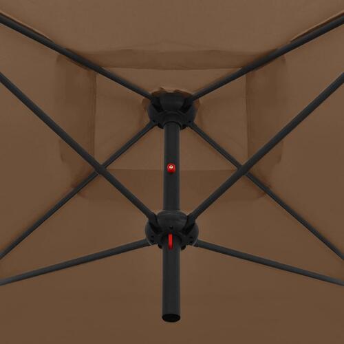 Dobbelt parasol med stålstang 250x250 cm gråbrun