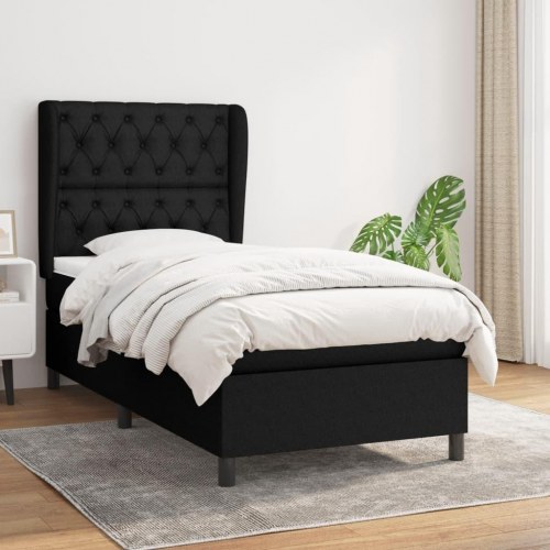 Kontinentalseng med madras 80×200 cm - stof, sort