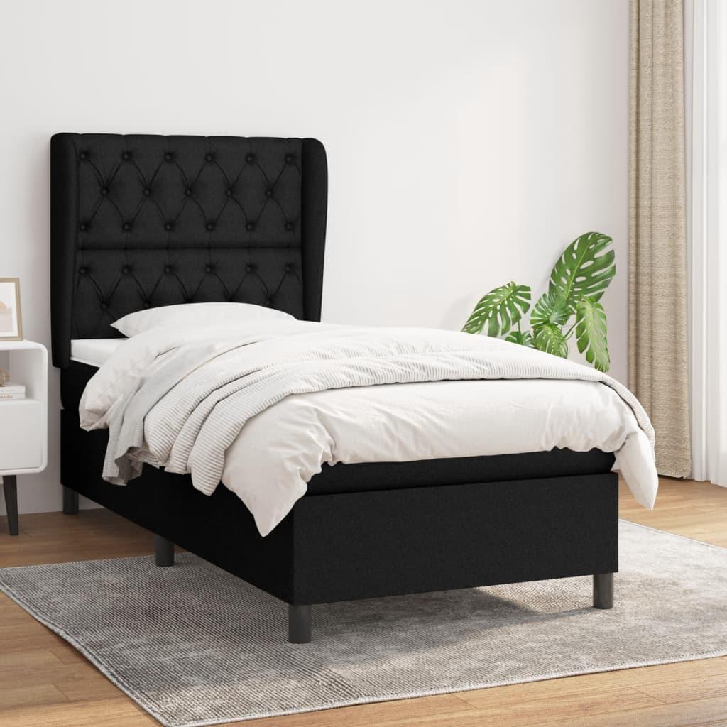 Kontinentalseng med madras 80×200 cm - stof, sort billede
