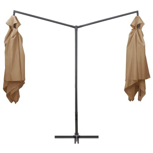 Dobbelt parasol med stålstang 250x250 cm gråbrun