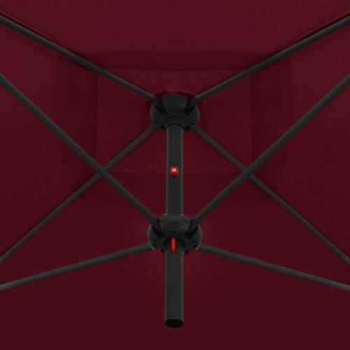 Dobbelt parasol med stålstang 250x250 cm bordeauxfarvet