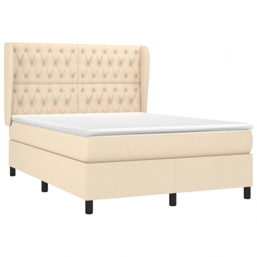 Kontinentalseng med madras 140 x 190 cm - stof, creme