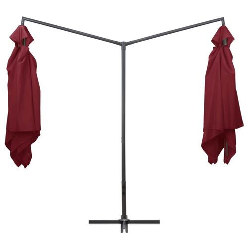 Dobbelt parasol med stålstang 250x250 cm bordeauxfarvet