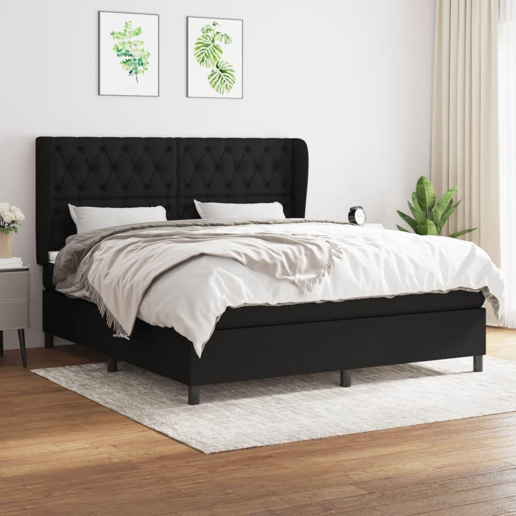 Kontinentalseng med madras 160 x 200 cm - stof, sort billede