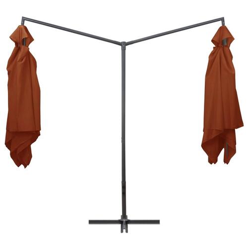 Dobbelt parasol med stålstang 250x250 cm teracotta