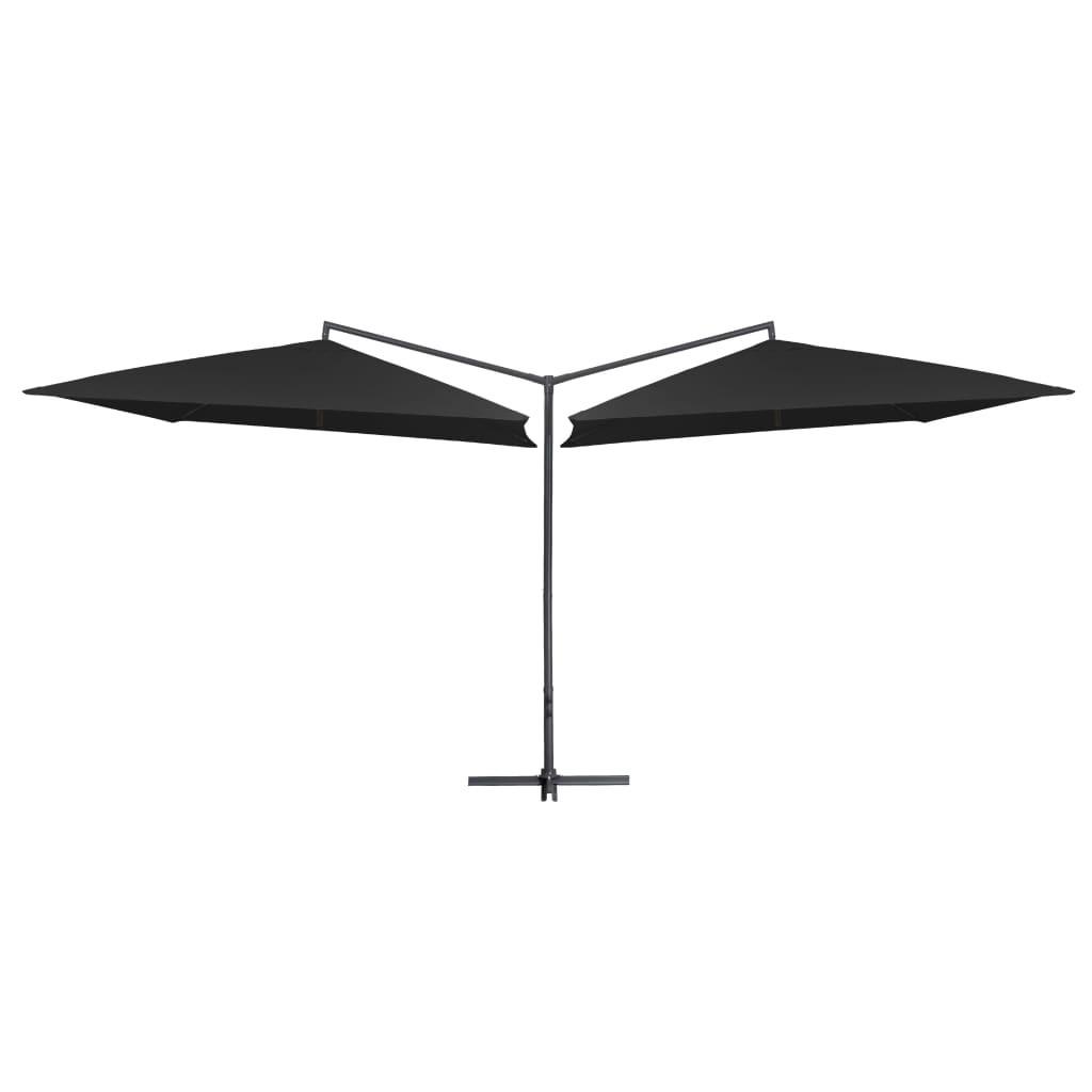 Dobbelt parasol med stålstang 250x250 cm sort