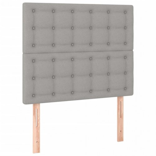Kontinentalseng med madras 90x190 cm - stof, lysegrå
