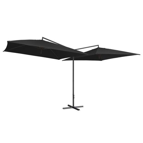 Dobbelt parasol med stålstang 250x250 cm sort