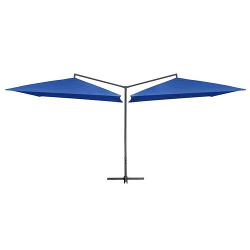 Dobbelt parasol med stålstang 250x250 cm azurblå