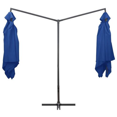 Dobbelt parasol med stålstang 250x250 cm azurblå