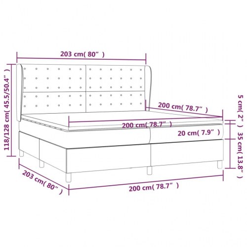Kontinentalseng med madras 200 x 200 cm - stof, lysegrå