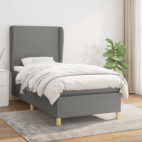 Kontinentalseng med madras 80×200 cm - stof, mørkegrå