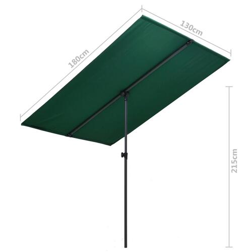 Parasol med aluminiumstang 180x110 cm grøn