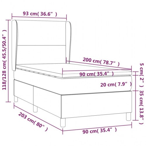 Kontinentalseng 90x200 cm med madras - stof, sort