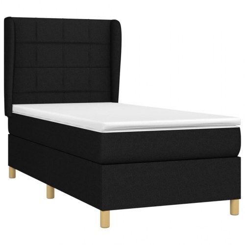 Kontinentalseng med madras 90×190 cm - stof, sort