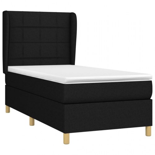 Kontinentalseng med madras 90 × 200 cm - stof, sort