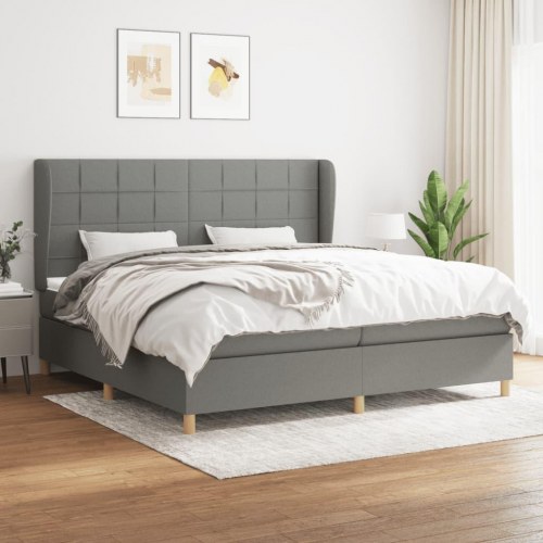 Kontinentalseng med madras 200 x 200 cm - stof, mørkegrå
