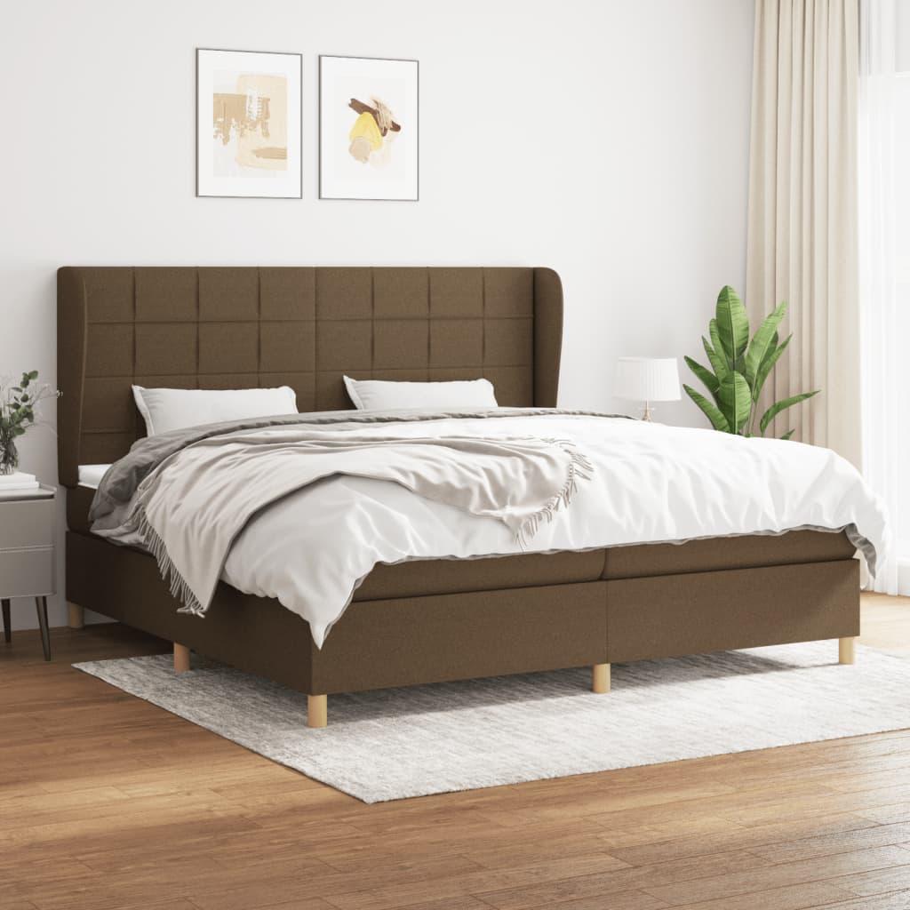 Kontinentalseng med madras 200x200 cm stof mørkebrun
