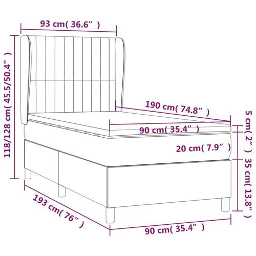 Kontinentalseng med madras 90x190 cm stof lysegrå