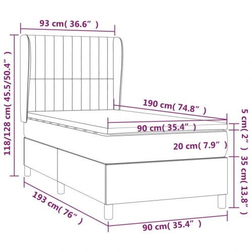 Kontinentalseng med madras 90x190 cm - stof, cremefarvet