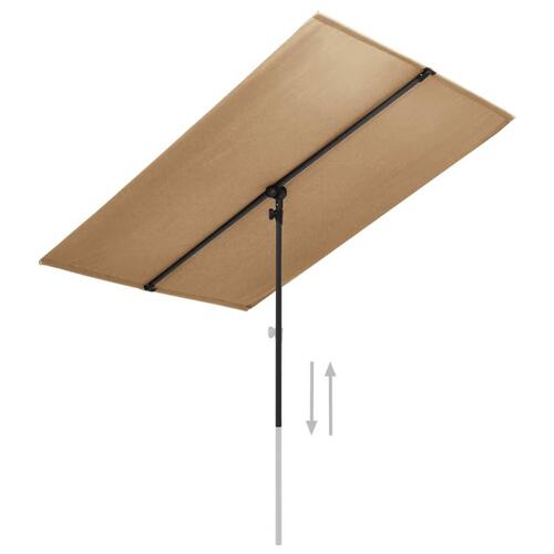 Udendørs parasol med aluminiumsstang 2x1,5 m gråbrun