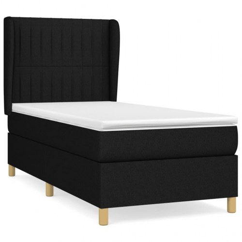 Kontinentalseng med madras 100×200 cm - stof, sort
