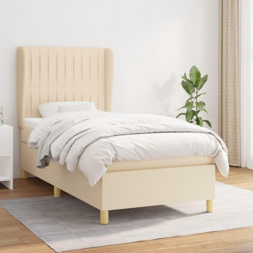 Kontinentalseng med madras 100×200 cm - stof, cremefarvet