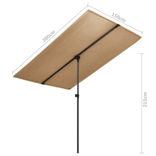 Udendørs parasol med aluminiumsstang 2x1,5 m gråbrun