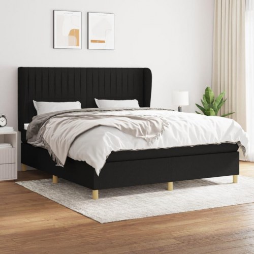 Kontinentalseng med madras 160×200 cm - stof, sort