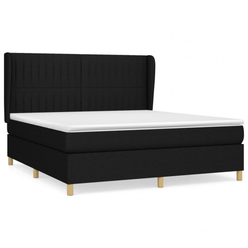 Kontinentalseng med madras 160×200 cm - stof, sort