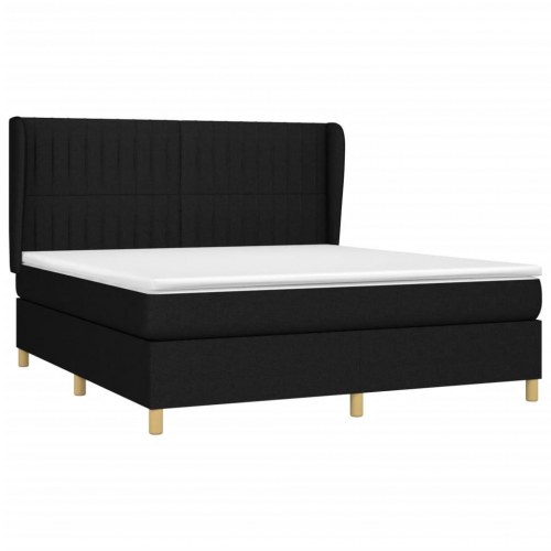Kontinentalseng med madras 160×200 cm - stof, sort