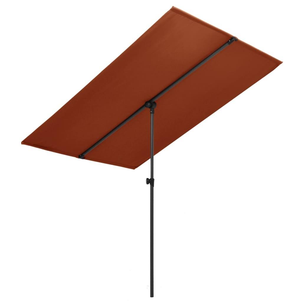 Parasol med aluminiumstang 2x1,5 m terracotta