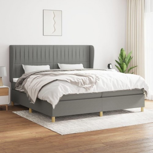 Kontinentalseng med madras 200×200 cm - stof, mørkegrå
