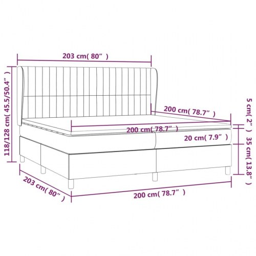 Kontinentalseng med madras 200×200 cm - stof, mørkegrå