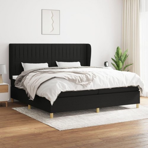 Kontinentalseng med madras 200 x 200 cm - stof, sort