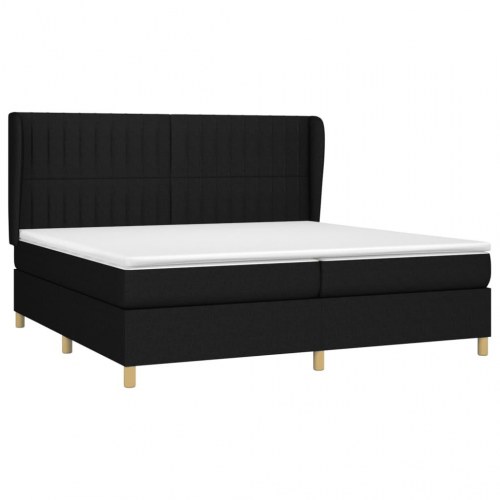 Kontinentalseng med madras 200 x 200 cm - stof, sort