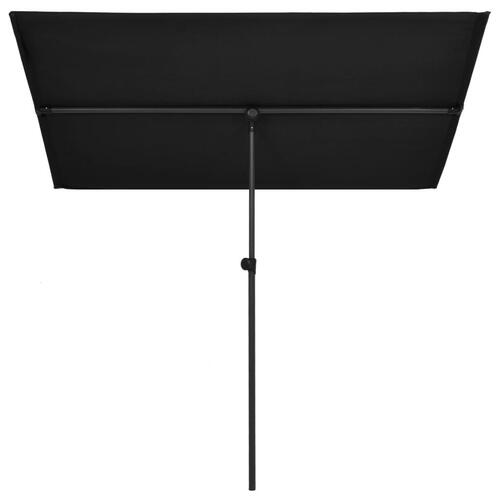 Parasol med aluminiumstang 2x1,5 m sort