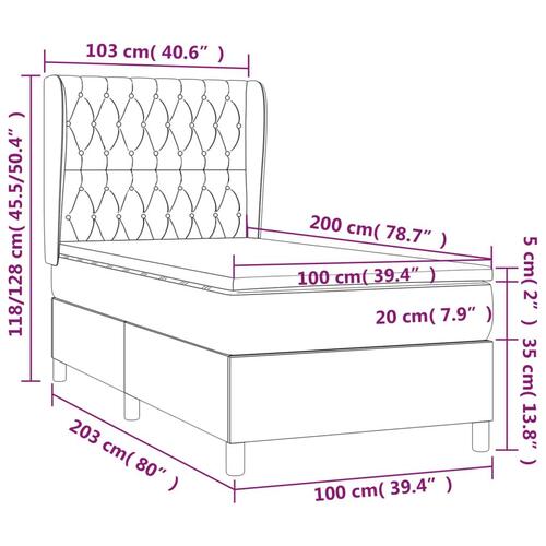 Kontinentalseng med madras 100x200 cm stof blå