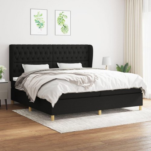 Kontinentalseng med madras 200×200 cm - stof, sort