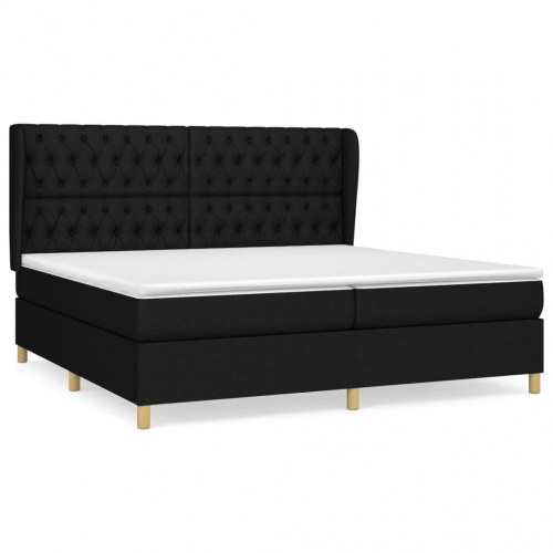 Kontinentalseng med madras 200×200 cm - stof, sort