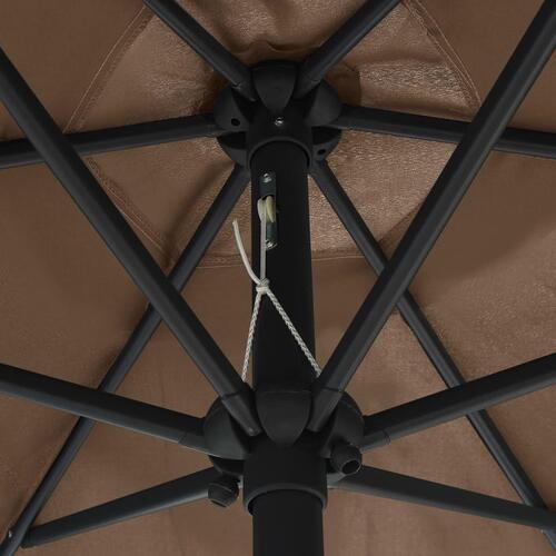 Parasol med LED-lys og aluminiumsstang 270 cm gråbrun