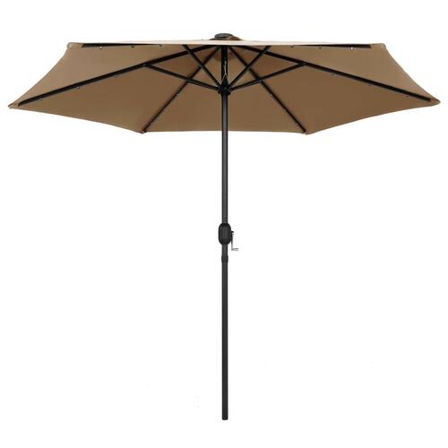 Parasol med LED-lys og aluminiumsstang 270 cm gråbrun