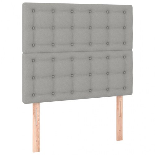 Kontinentalseng med madras 90×190 cm - stof, lysegrå