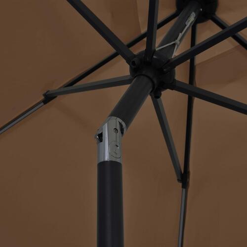 Parasol med LED-lys og aluminiumsstang 300 cm gråbrun