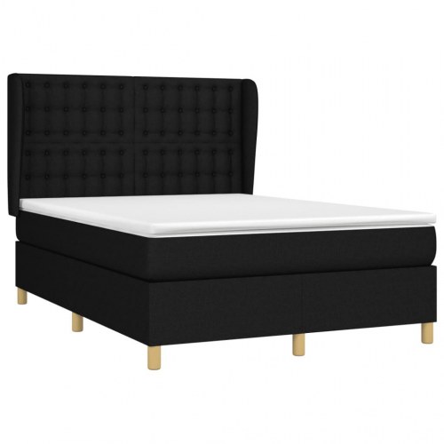 Kontinentalseng med madras 140×190 cm - stof, sort