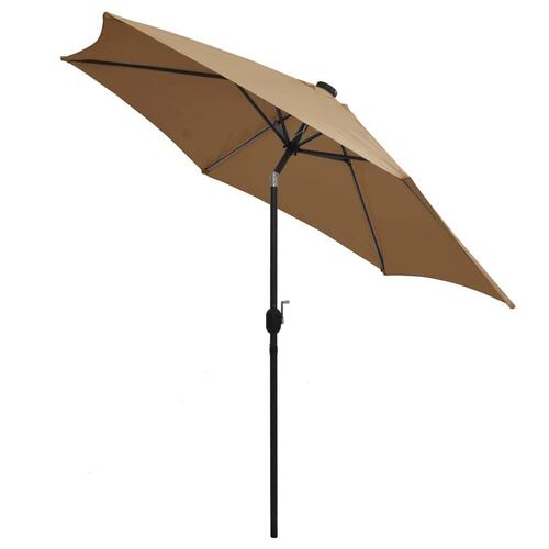 Parasol med LED-lys og aluminiumsstang 300 cm gråbrun