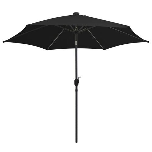 Parasol med LED-lys og aluminiumsstang 300 cm sort